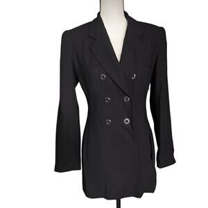 Vintage 80’s Cache Wool Blazer Jacket Black Size Small